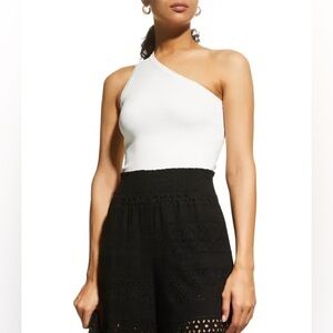 Alice + Olivia One shoulder crop top white 8